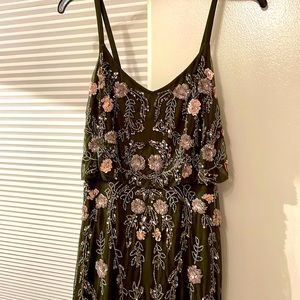 Adrianna Papell Floral Beaded Blouson Gown